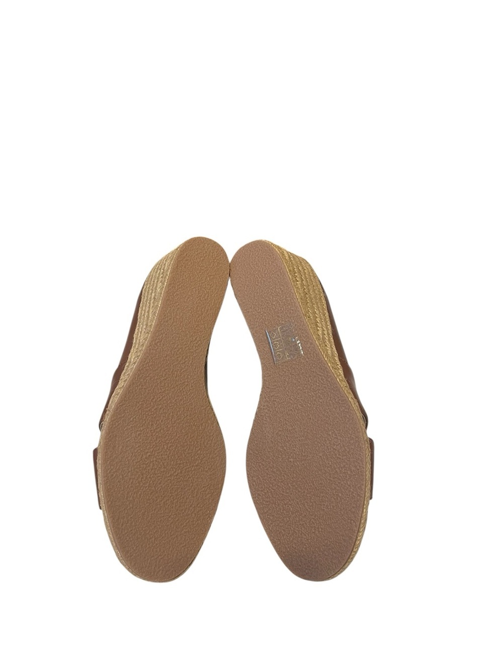 Jack Rogers Brown Leather Crisscross Wedge Espadrille Sandal Preppy sz 9 NIB - Picture 9 of 11